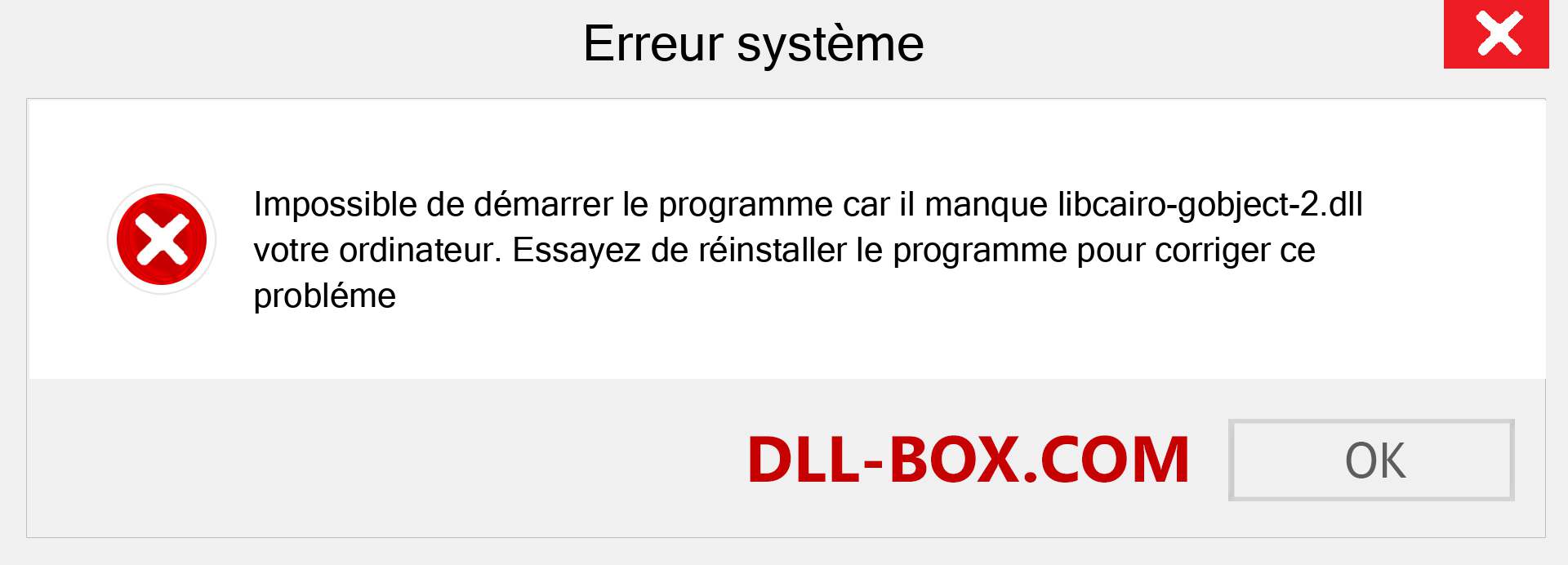 Le fichier libcairo-gobject-2.dll est manquant ?. Télécharger pour Windows 7, 8, 10 - Correction de l'erreur manquante libcairo-gobject-2 dll sur Windows, photos, images